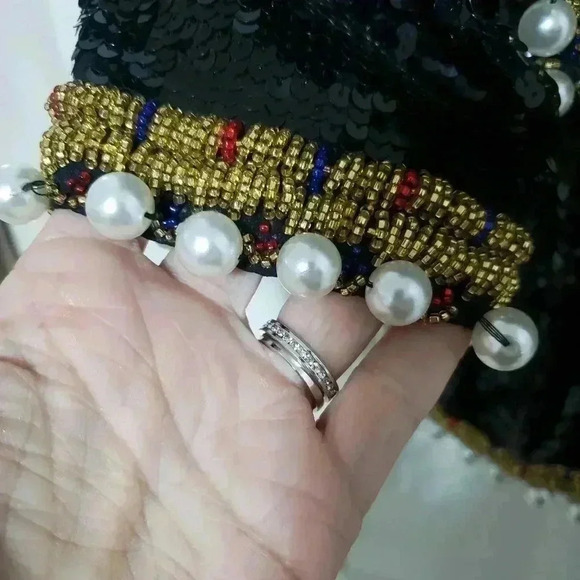 Vintage Black Tie Sequin Pearl Jacket - Picture 8 of 8